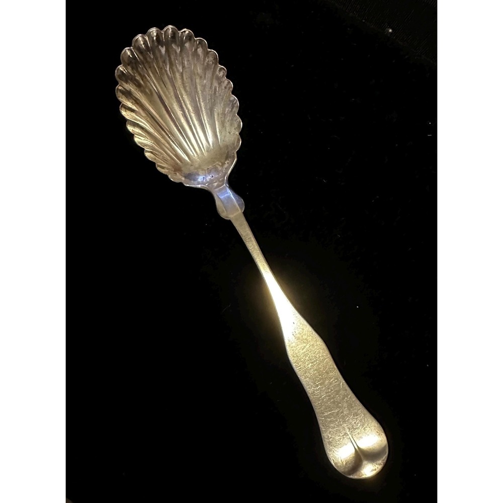 Antique Coin Silver Spoon G.H.Whitford Scallop Shell‎ Bowl